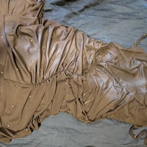 PrettyLittleThing Black Ruched Sparkle Midi Dress